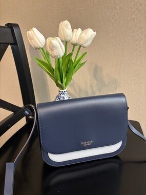 kate spade Navy and White Smooth Leather Crossbody